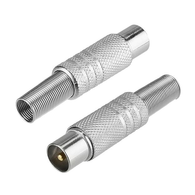 Разъем антенный на кабель, штекер-TV никель с пружиной, фото 1