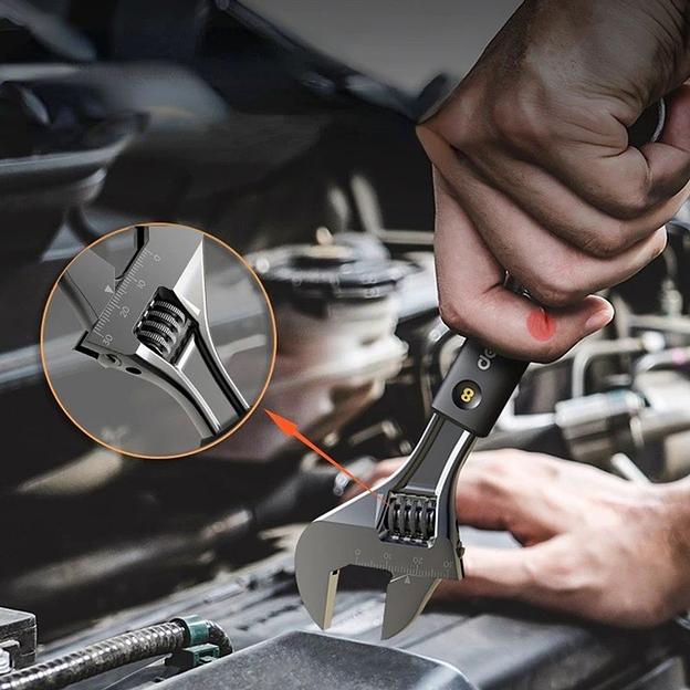 Ключи Deli Разводной ключ «Home Series Black" Deli HT1508 200мм, эксклюзивный дизайн, рукоятка из высококачественного софттач пластика фото 6