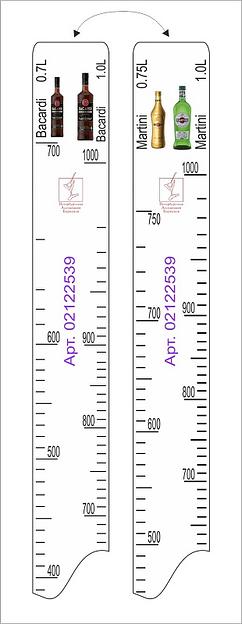 Линейка Martini (0.75 л./1 л.)/ Bacardi (0.7 л./1 л.) L=28 см. В=2 см. /1/ фото 1