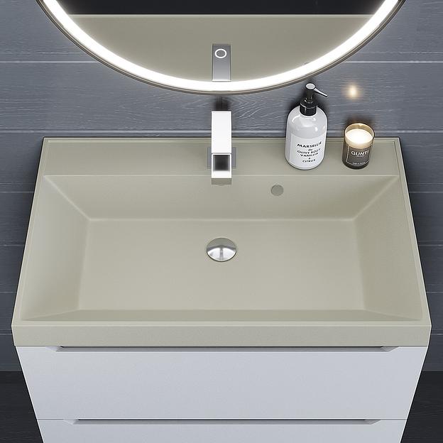 Раковина кварцевая для ванной комнаты Uperwood Classic Quartz 70 см, бежевая матовая, лён фото 4