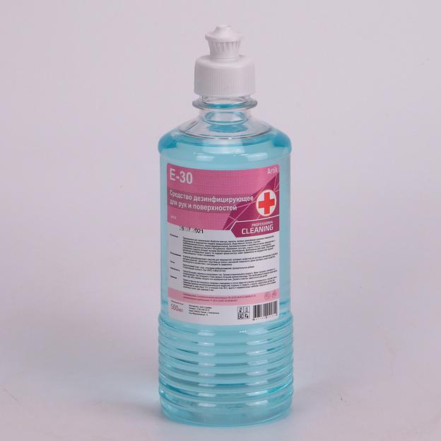 Средство дезинфицирующее для рук и поверхностей E-30 ПЭТ 500мл (пуш-пул) фото 1