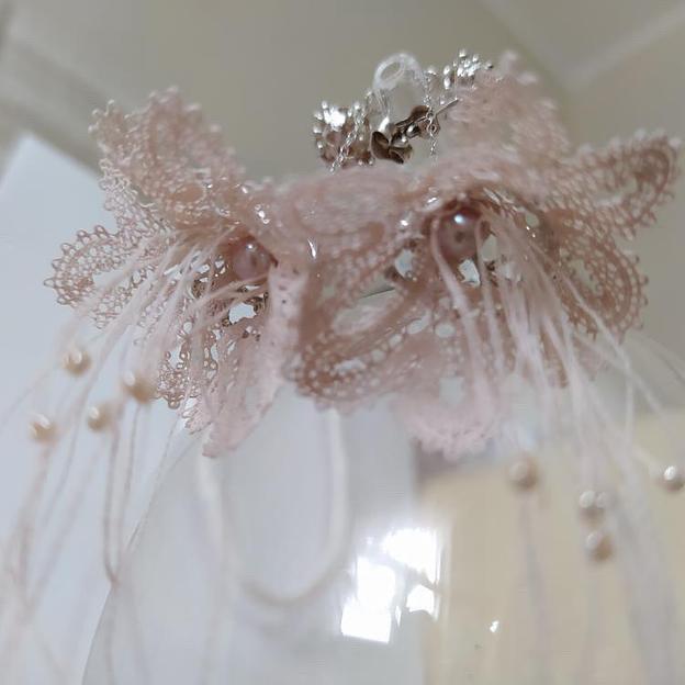 Серьги «Жасмин» розовые ОПТ фото 3