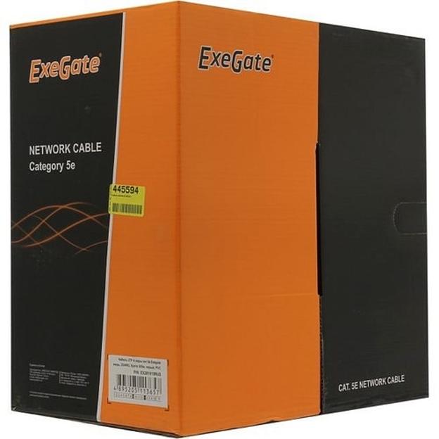 Exegate EX281815RUS Кабель Exegate UTP4-C5e-CU-S25-IN-PVC-GY-305 UTP 4 пары кат.5e медь, 25AWG, бухта 305м, серый, PVC фото 1