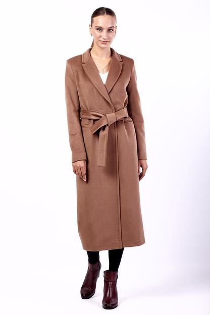 Женское демисезонное пальто деловое Mmoda тёмный кэмл, арт.01-32 фото 2