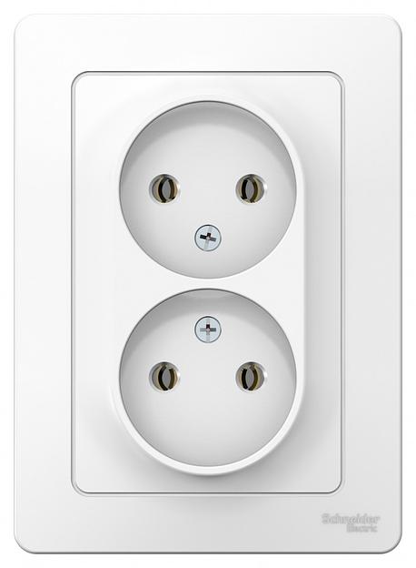 Systeme electric BLNRS000021 BLANCA С/У РОЗЕТКА двойная без заземления без шторок, 16А, 250В, БЕЛЫЙ фото 3