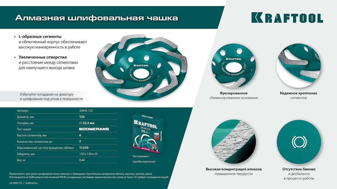 KRAFTOOL Boomerang d 125 мм, сегментная алмазная чашка, INDUSTRIAL (33445-125) фото 8