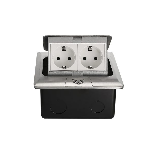 Встраиваемая выдвижная розетка в столешницу 2EU серебро фото 4