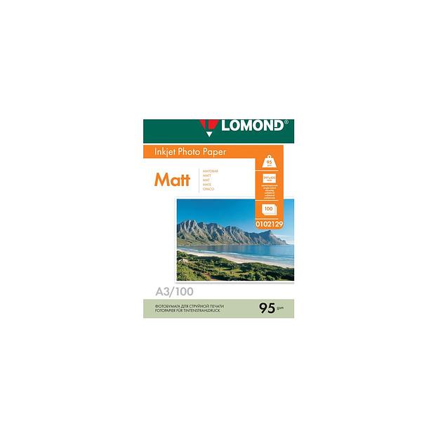 Фотобумага Lomond A3, для струйной печати, 100л, 95г/м2, белый, покрытие матовое [0102129] фото 1