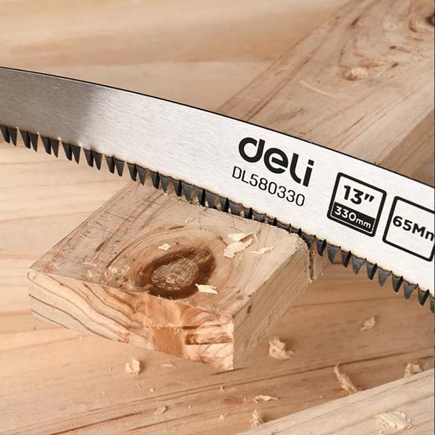 Садовая пила с изогнутым полотном Deli DL580330 330мм, сталь 65MN, шаг зубьев 7 TPI, обрезиненая ручка фото 3