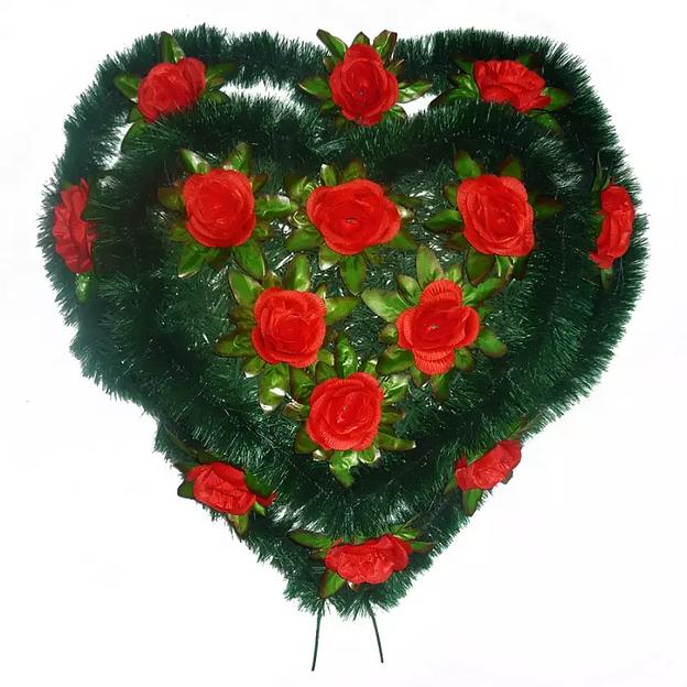 Венок ритуальный в форме сердца розы ф216п-р40-г343 70см фото 1