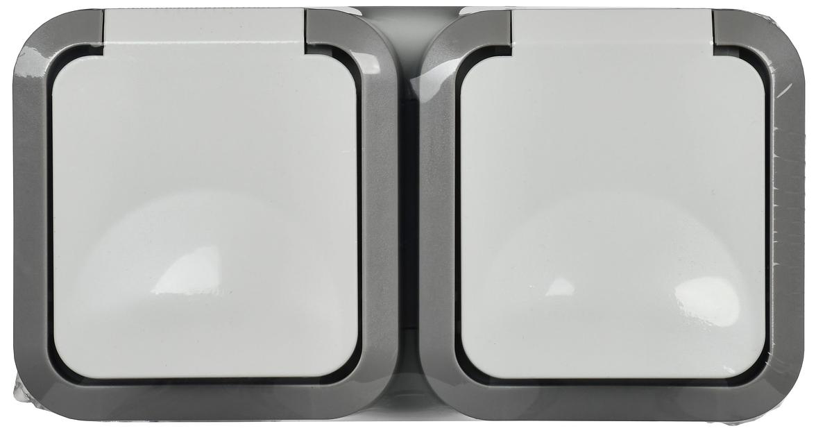 Розетка 2-местная горизонтальная TORS 16А IP55 белый фото 1