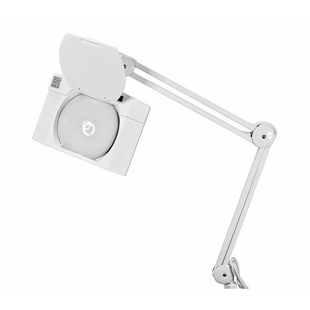 Rexant 31-0513 Лупа на струбцине REXANT, квадратная, 5D, с подсветкой 60 SMD LED, сенсорный регулятор яркости, белая фото 1