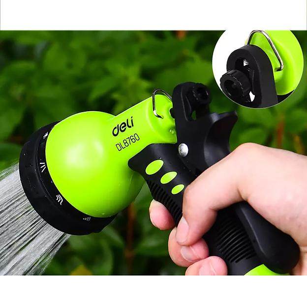 Пистолет-распылитель поливочный Deli DL8760 9 режимов распыления, диаметр шланга 3/4", прорезиненная рукоять, пластиковый корпус фото 5