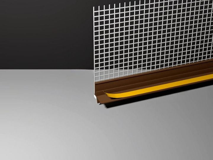 Оконный профиль ProfiGips примыкающий 6 мм с сеткой, коричневый 2,5/3 м ОПТ фото 1