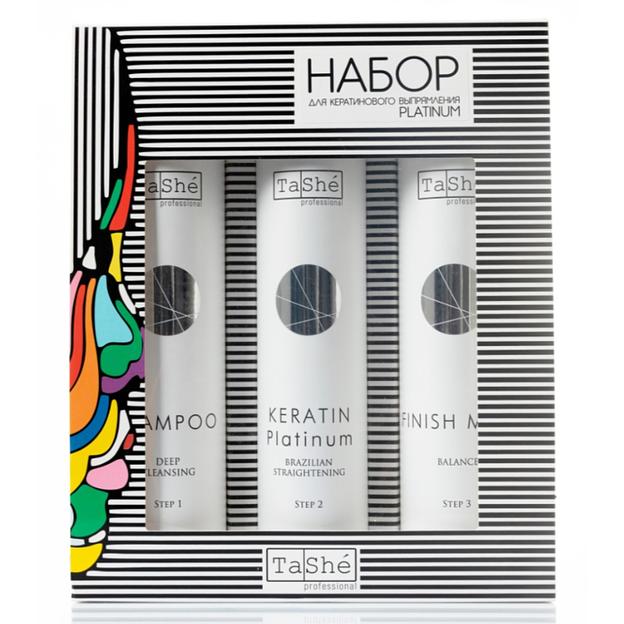 Tashe professional набор keratin platinum для выпрямления 300/300/300мл(шампунь+кератин состав+маска) фото 1