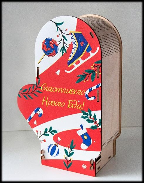 Подарочная фанерная коробка «Варежка №2» фото 1