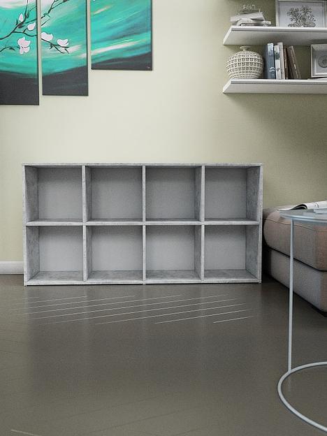 Стеллаж универсальный 8-секционный Wood&Stone «Малави» 320 цемент светлый 136×34.5×69.3 см фото 9