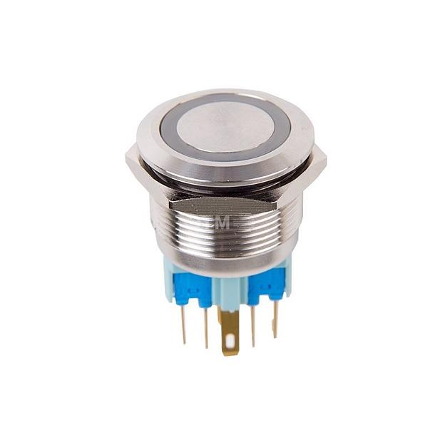 Кнопка антивандальная d22 250В Б/Фикс (6с) (ON)-OFF/(OFF)-ON подсв/зеленая фото 1