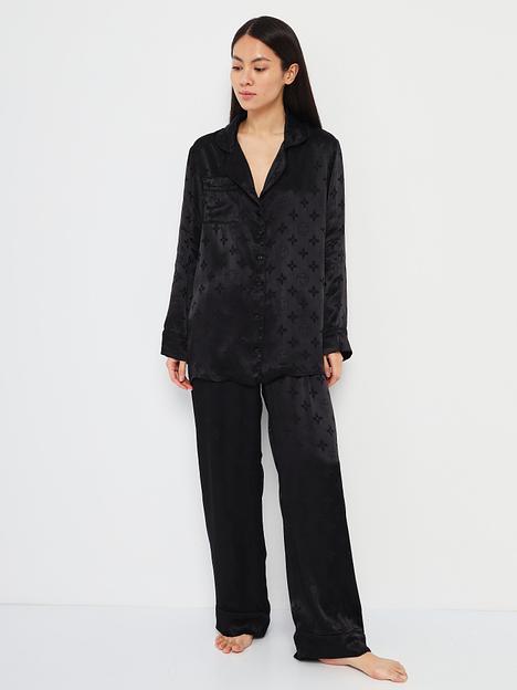Пижама женская из вискозы с брюками и рубашкой «Черная», Опт фото 3