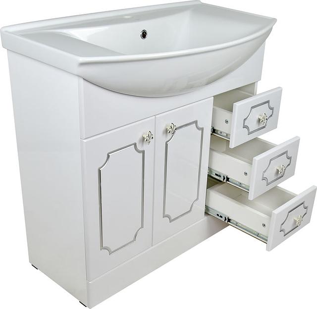 Тумба Соренто 85 DORATIZ 9912.333, белая, патина серебро фото 5