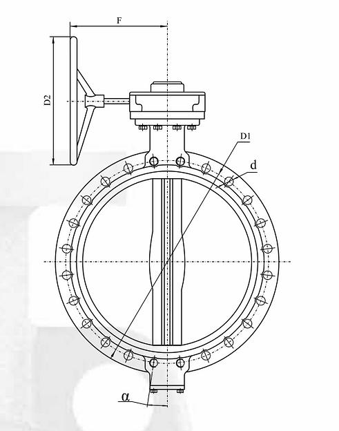 Затвор дисковый с ручным управлением редуктор DN 50 фото 3