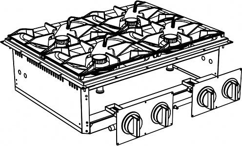Плита Apach Sldi7Rg8 газовая  встраиваемая4 конфорочная 700 серии фото 1