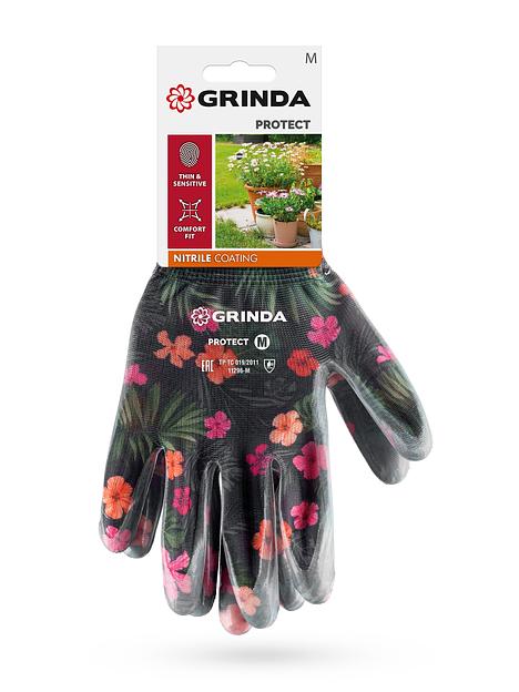 GRINDA PROTECT, M (8), садовые перчатки с прозрачным нитриловым покрытием, чёрные, 13 класс (11296-M) фото 5