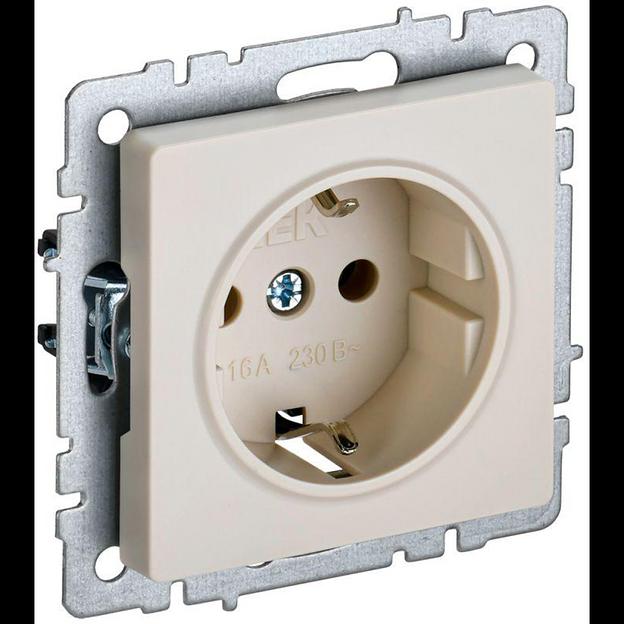 IEK BR-R14-16-K10 BRITE Роз. с з/к/ш 16А РС14-1-0-БрКр беж. фото 1