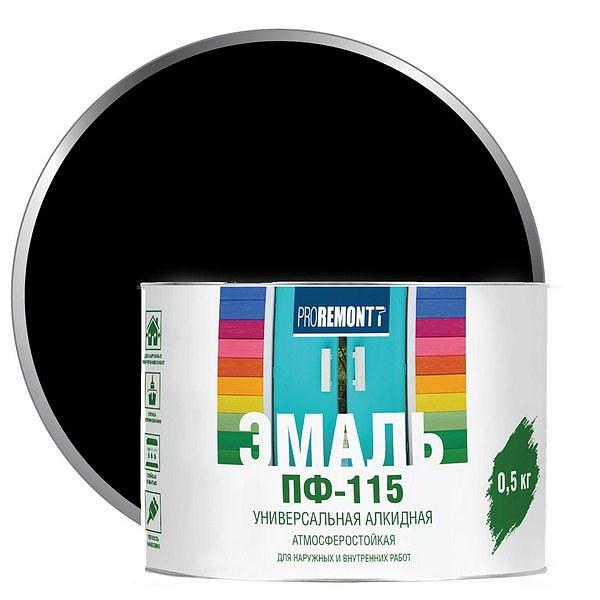 Эмаль ПФ-115 PROREMONTT Черный 0,5кг фото 1