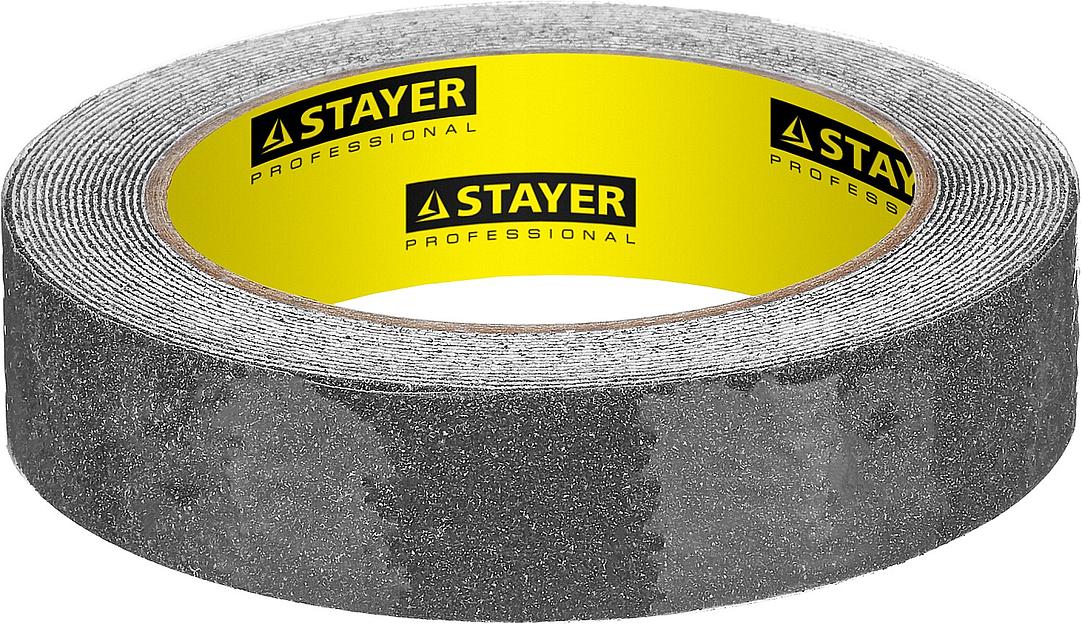 STAYER 25 мм, 5 м, черная, противоскользящая клейкая лента, Professional (12270-25-05) фото 1