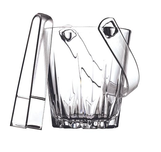 Ведро для льда d=13 см. 0,85 л. стекло, с пластик. щипцами Карат /6/216/ фото 1