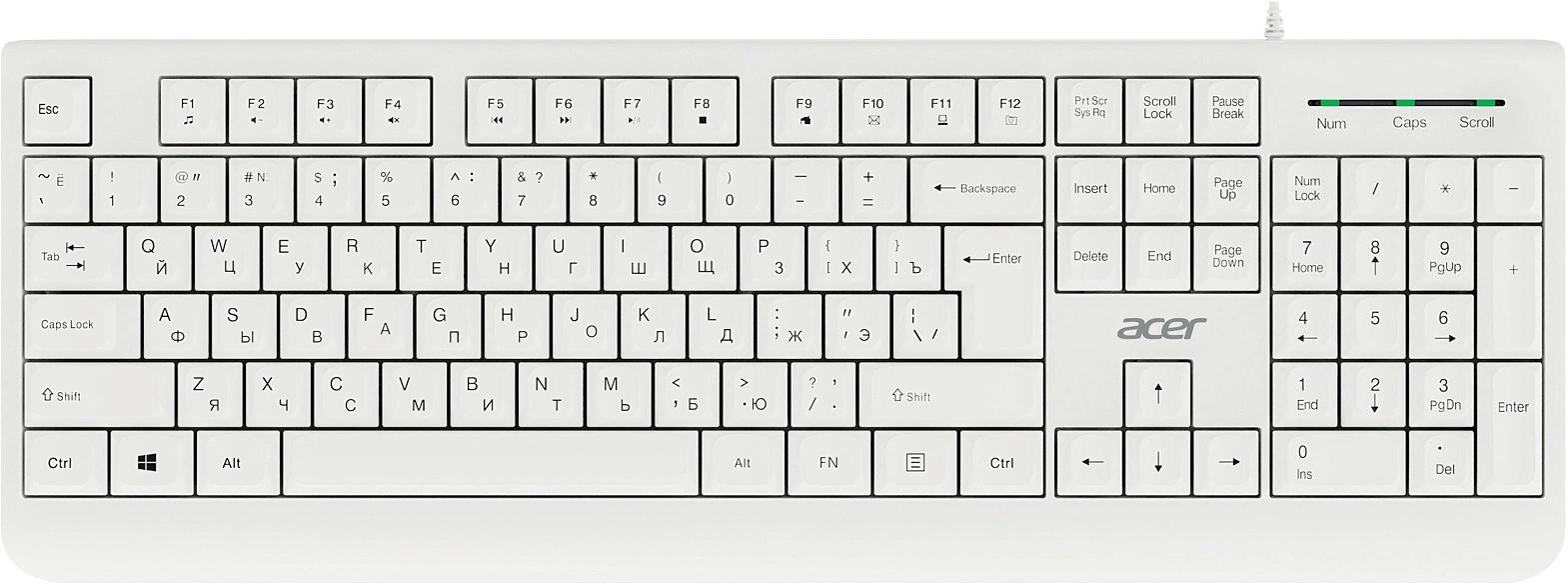 Клавиатура + мышь Acer OCC400 клав:белый мышь:белый USB (ZL.ACCCC.014) фото 2