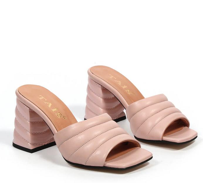 Сабо женские TAIS из натуральной кожи на каблуке, арт.101-n пудра ОПТ фото 7