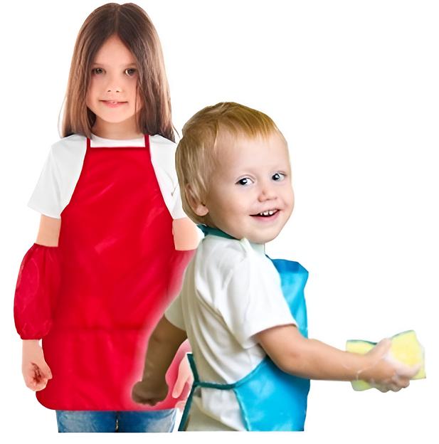 Детский фартук для творчества с нарукавниками и ковриком для лепки ПВХ + оксфорд 44×55 жёлтый ОПТ фото 1