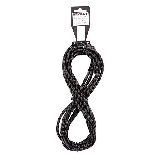 Труба автомобильная гофрированная ПП разрезная d4.6мм черн. (уп.5м) Rexant 15-0505 фото 1