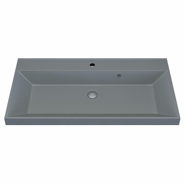 Раковина кварцевая для ванной комнаты Uperwood Classic Quartz 90 см, серая матовая, платина фото 5