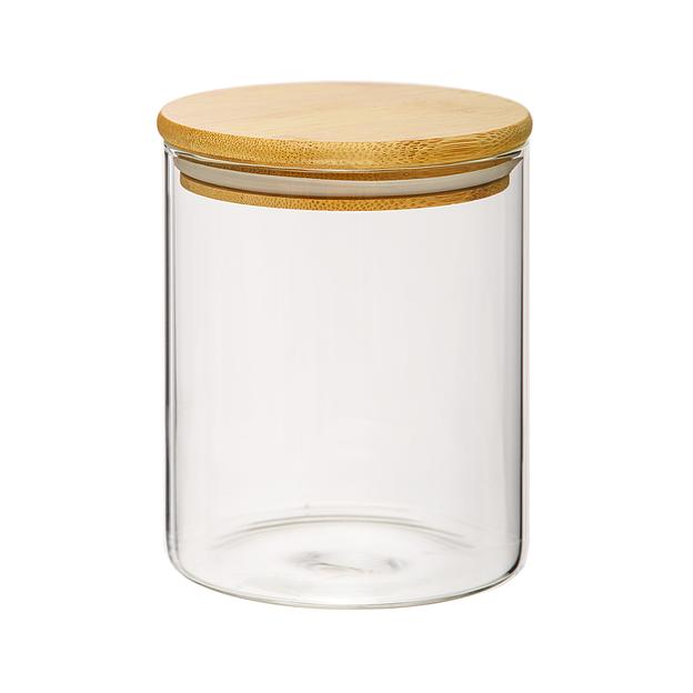 Банка с бамбук.крышкой, Д100 Ш100 В120, 750 мл, прозрачный фото 1