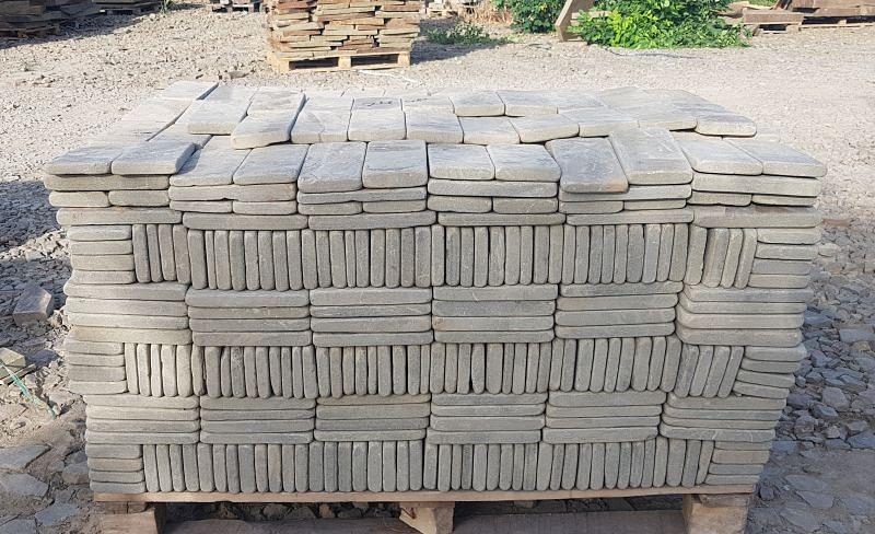 Камень песчаник серо-зелёный пиленный с четырёх сторон и галтованный, опт фото 9