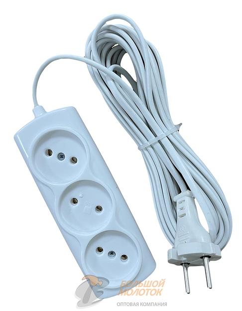 Удлинитель    ЭКОНОМ  7 м Р16-010 6А 3 гн ШВВП 2*0,75 /45 фото 1