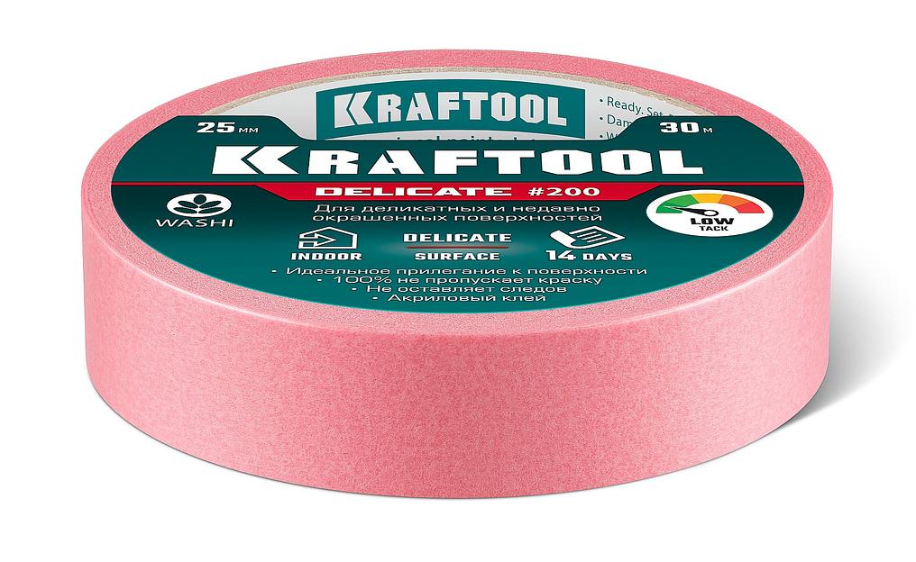 KRAFTOOL #200 Delicate 25 мм х 30 м, для деликатных и недавно окрашенных поверхностей, малярная лента (12102-25) фото 6