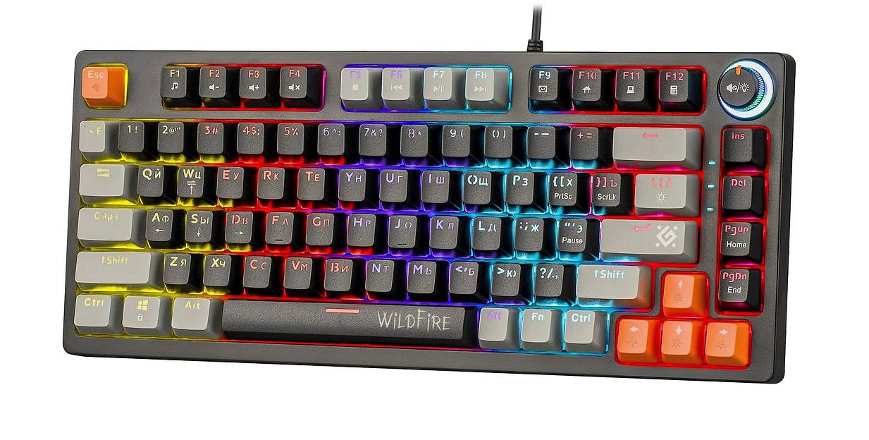 Defender Механическая клавиатура Wildfire GK-213 RU,чер/сер,82кн,TNT розов,1.5м_1 фото 1
