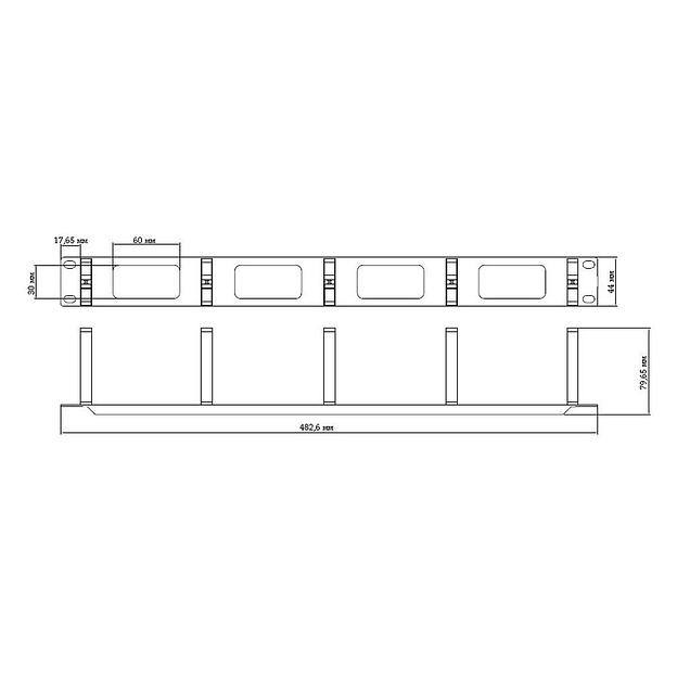Кабельный органайзер Горизонтальный Hyperline CM-1U-PL односторонний кольца 1U шир.:19" глуб.:70мм фото 2