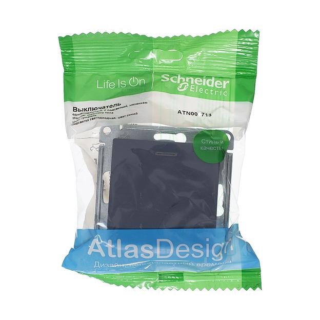 Выключатель одноклавишный ATLASDESIGN с подсветкой схема 1а 10АХ механизм грифель фото 2