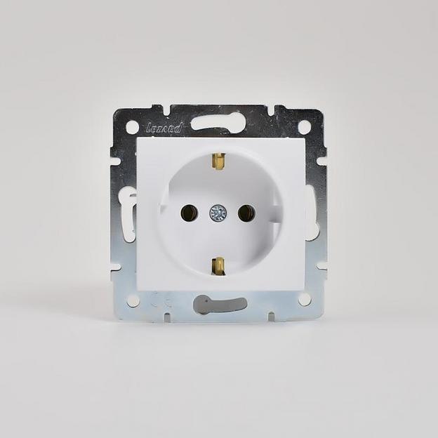 Розетка 1-м СП Karina с заземл. термопласт механизм бел. LEZARD 707-0288-122B фото 1
