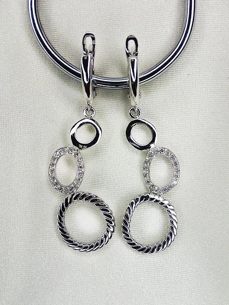 Silver Moon Серьги серебро 925 родированные с фианитами фото 2