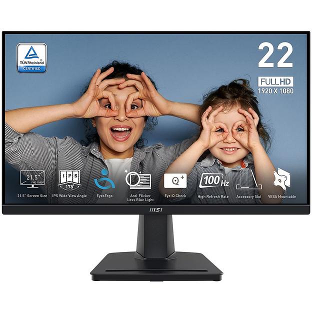 Монитор MSI PRO MP225 21.5" 16:9 FHD(1920x1080) IPS Flat,1ms(MPRT),3000:1,100M:1,250nit,178/178,HDMI 1.4,VGA(D-Sub),Tilt,VESA,100Hz,Black,1y war-ty (9S6-3PC6CM-004) фото 1