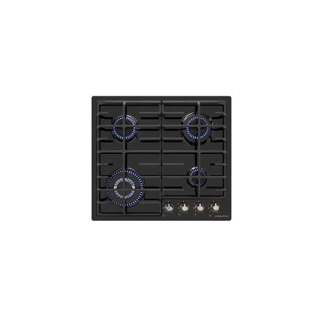 Газовая варочная панель MAUNFELD EGHE.64.63CB.R/G, 4 конфорки, эмалированная сталь, черный фото 1