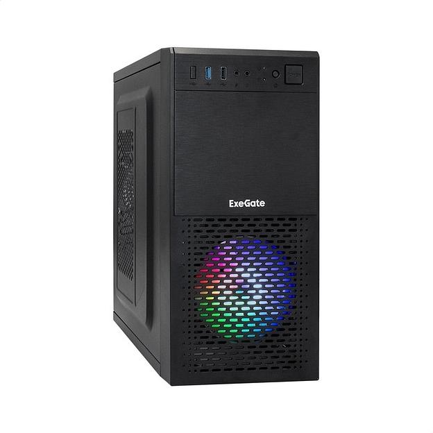 Exegate EX296388RUS Корпус Minitower ExeGate mEVO-7807-XP400 (mATX, БП XP400 с вент. 12см, 1*USB+1*USB3.0, черный, 1 вент. 12см с RGB подсветкой) фото 1
