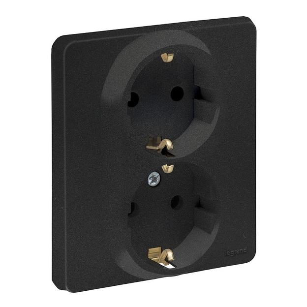 Legrand 673753 Розетка 2 x 2К+З - немецкий стандарт - 16 А - 250 В~ - INSPIRIA - антрацит фото 1