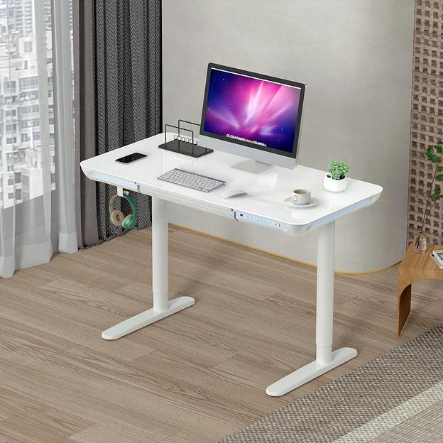 Стол для компьютера Cactus CS-EGD-WT-LED столешница закаленное стекло белый каркас белый фото 9